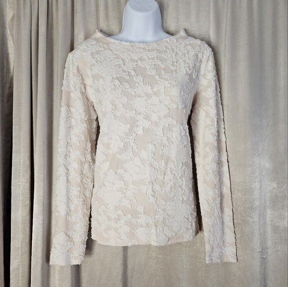 NWOT LOFT cream white floral lacy sweater blouse top Womens Medium - Picture 2 of 8
